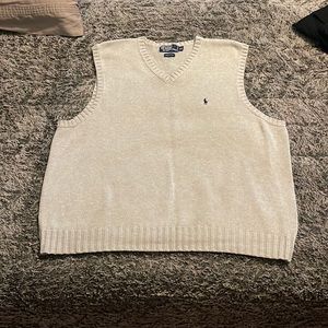 Polo sweater vest with blue emblem perfect condition
